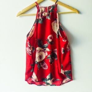 Abercrombie & Fitch Red Floral Sleeveless Tank Top